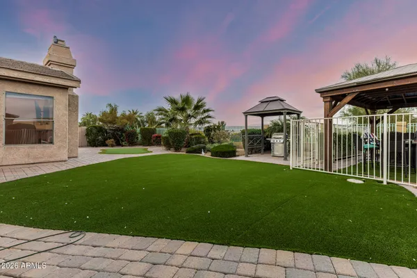 a view of a porch with a yard