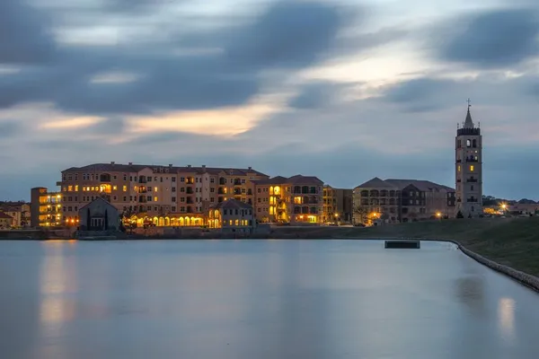 a view of building with ocean view