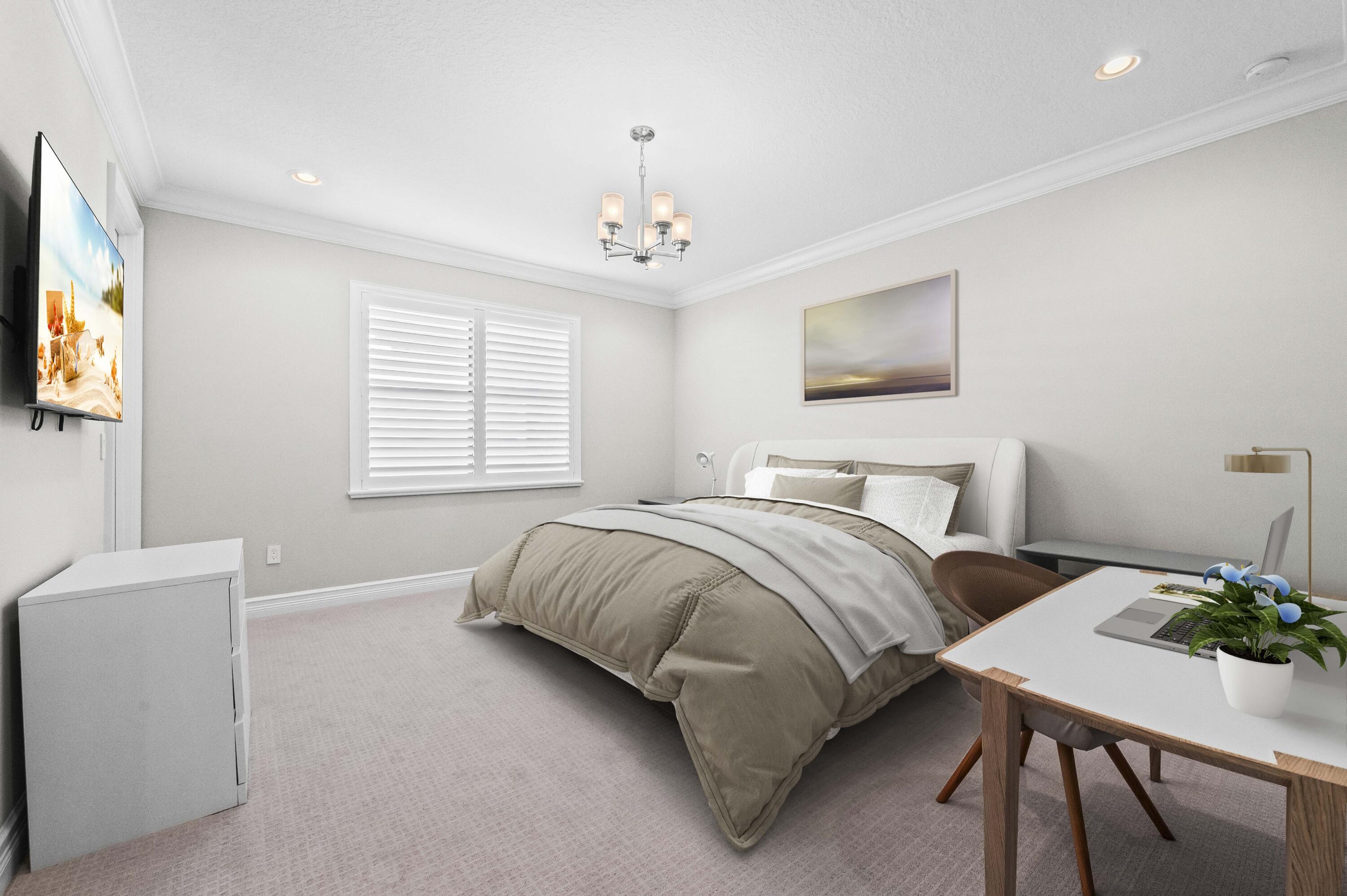 9795 Rennes Lane Delray Beach, FL 33446 - Photo 29 of 79 a bedroom with a bed and a flat screen tv