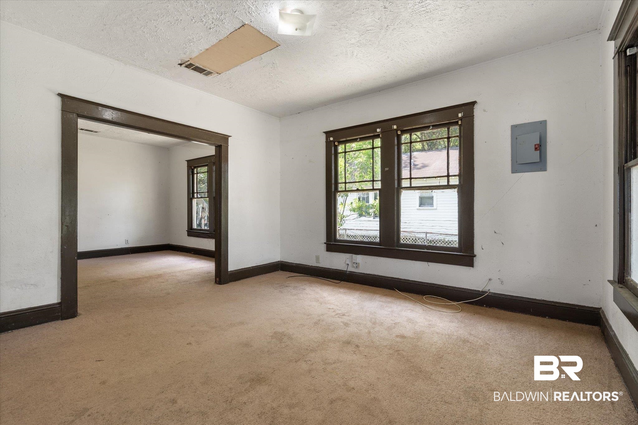 672 Burden Street Mobile, AL 36607 - Photo 2 of 20 Spare room featuring light carpet, plenty of natural light, baseboards, and a textured ceiling