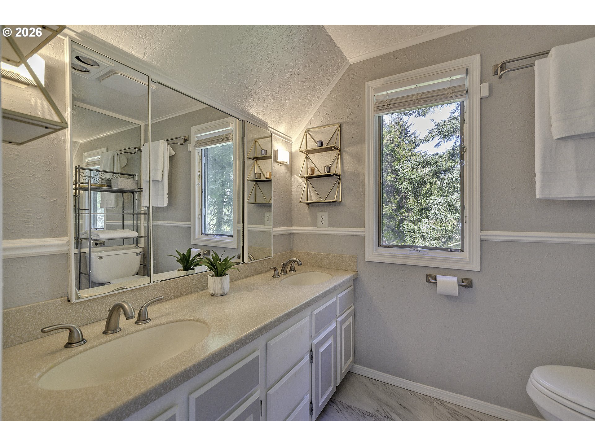 34049 West Campbell Loop Seaside, OR 97138 - Photo 29 of 48 a bathroom with a granite countertop sink mirror and double