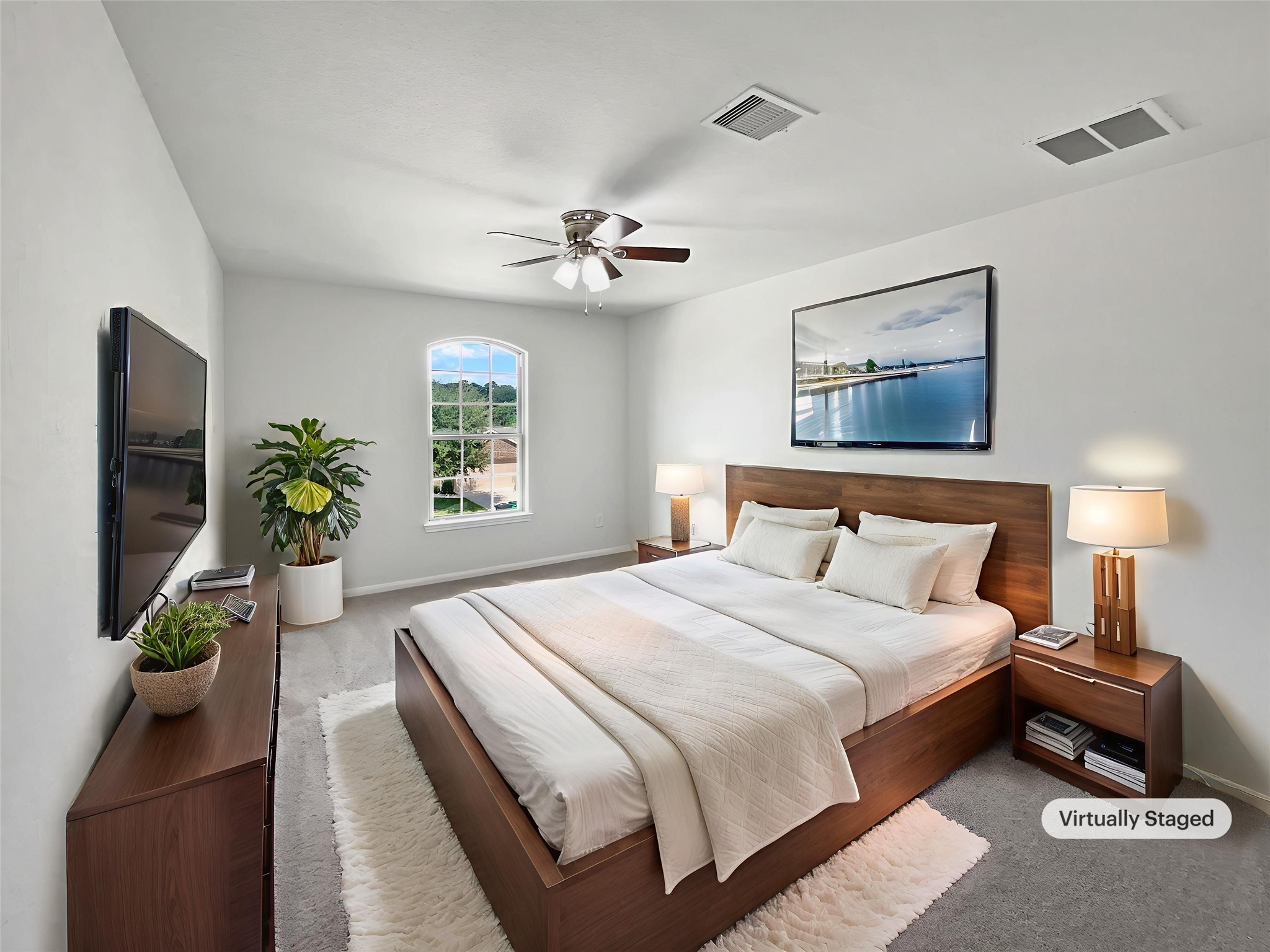 7323 Collins Manor Drive Spring, TX 77389 - Photo 4 of 22 a bedroom with a bed and a potted plant