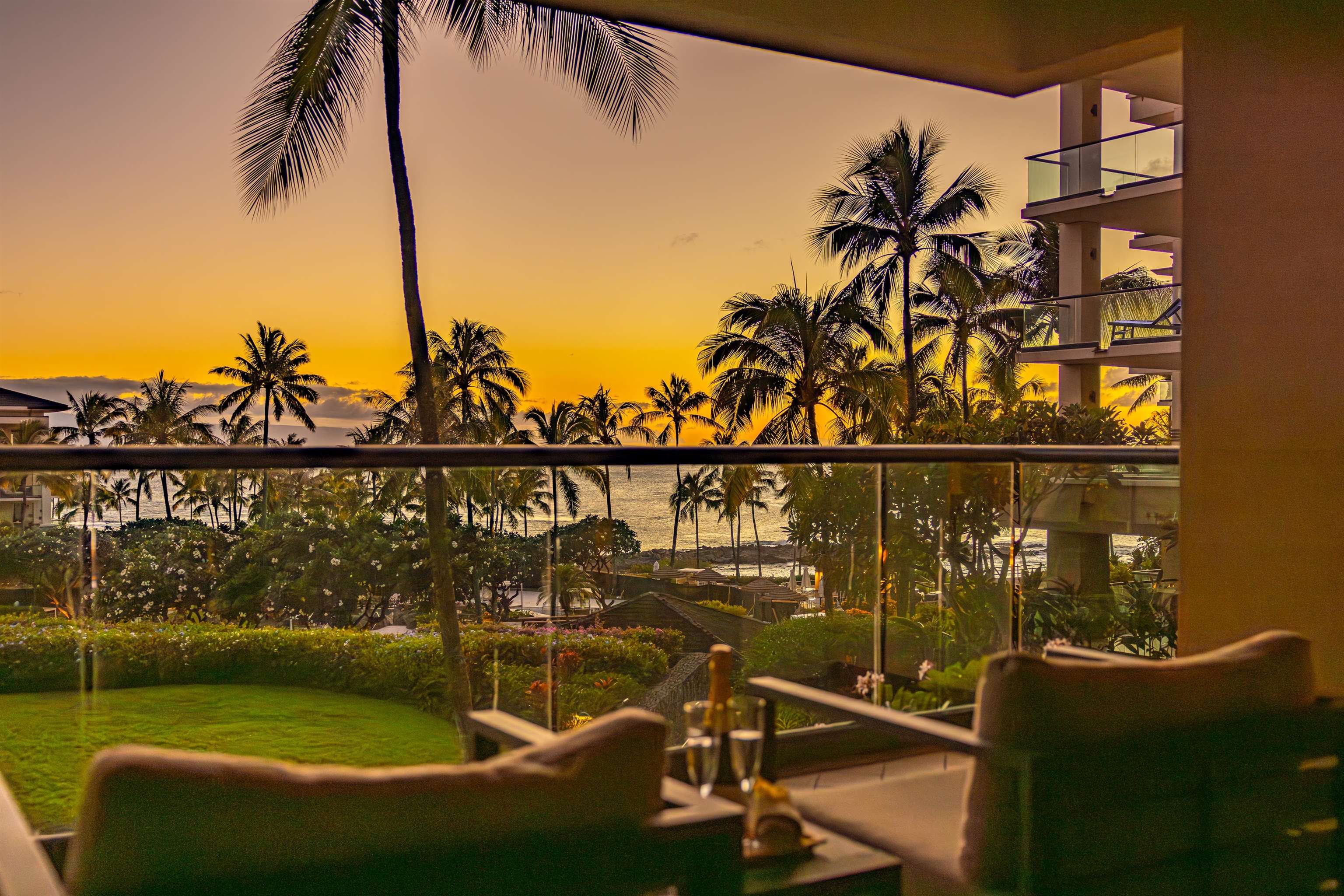 a view of a ocean from a balcony