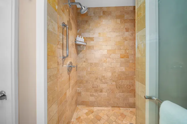 a bathroom with a shower