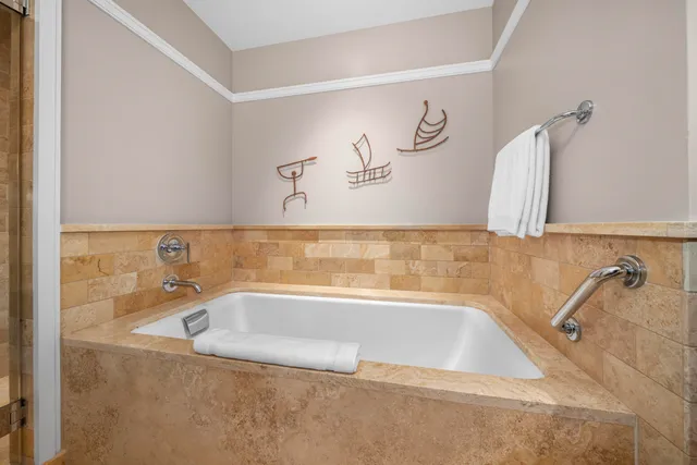 a bathroom with a bathtub