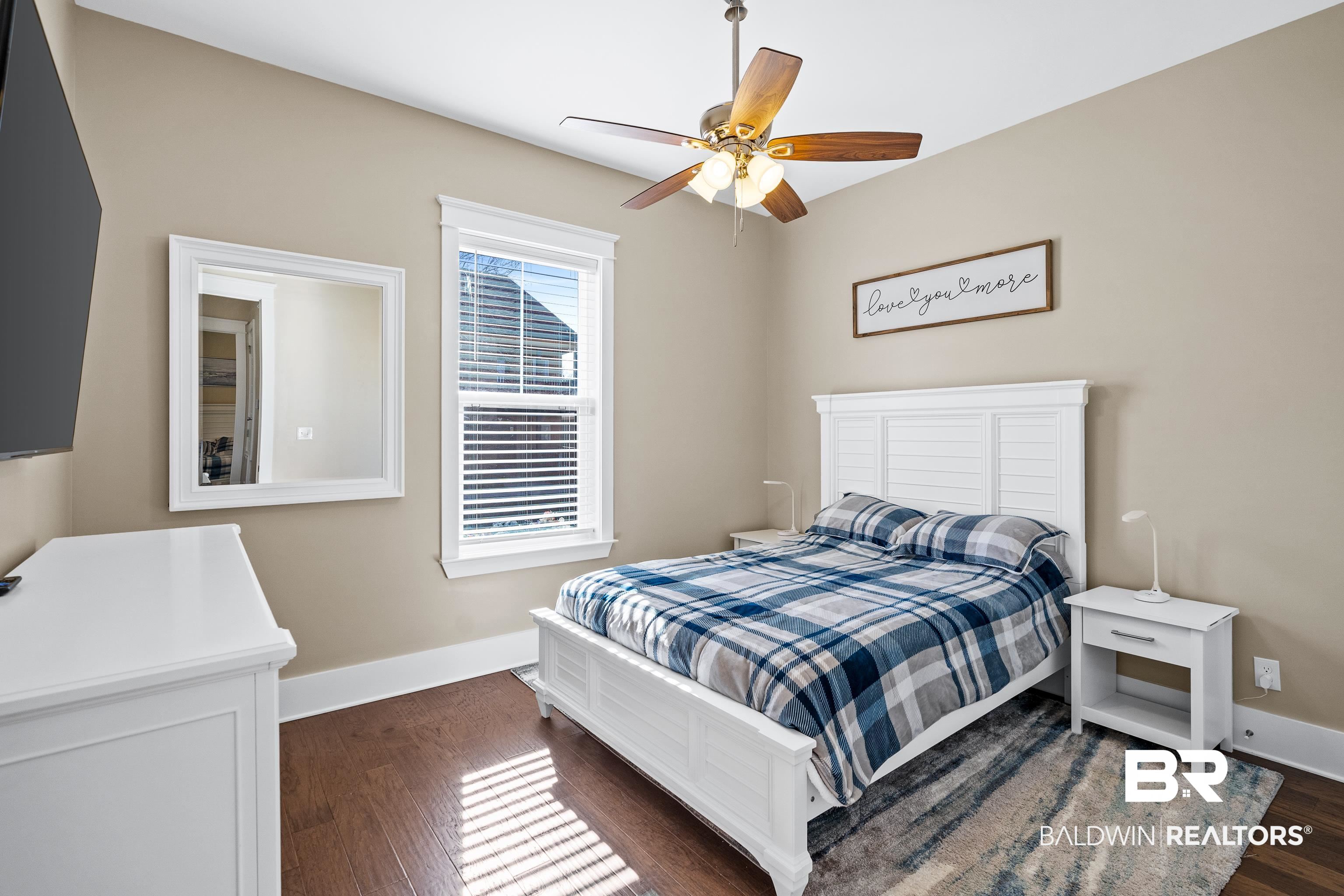 1018 Snapdragon Lane Foley, AL 36535 - Photo 10 of 37 Bedroom featuring ceiling fan and dark hardwood / wood-style flooring