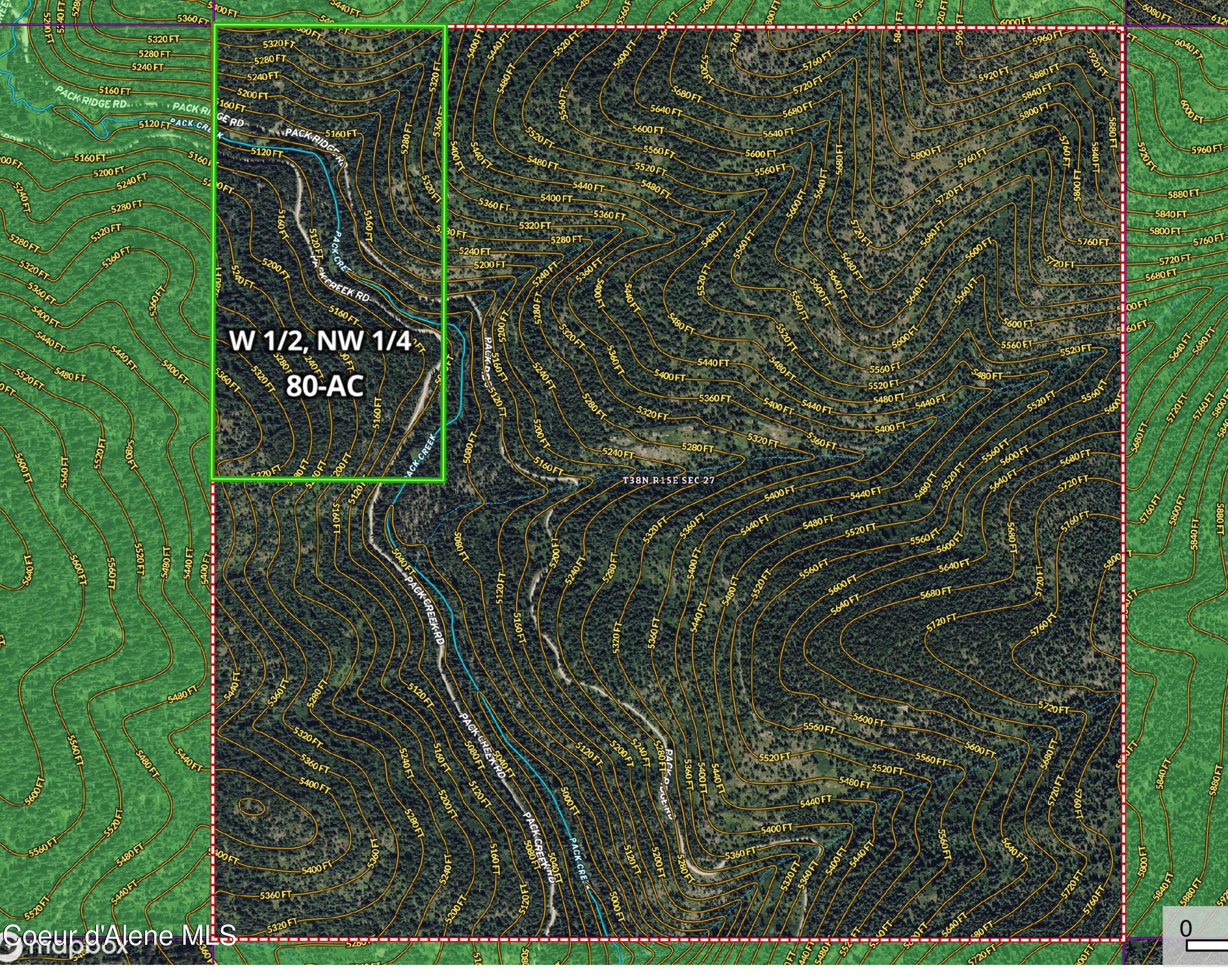 Nw 80-ac Northwest 80-ac Pack Creek Road Kooskia, ID 83539 - Photo 2 of 14 80-Acre Parcel Map MLS