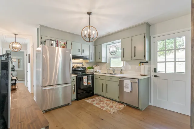 a view of a lake with a mountain in the background