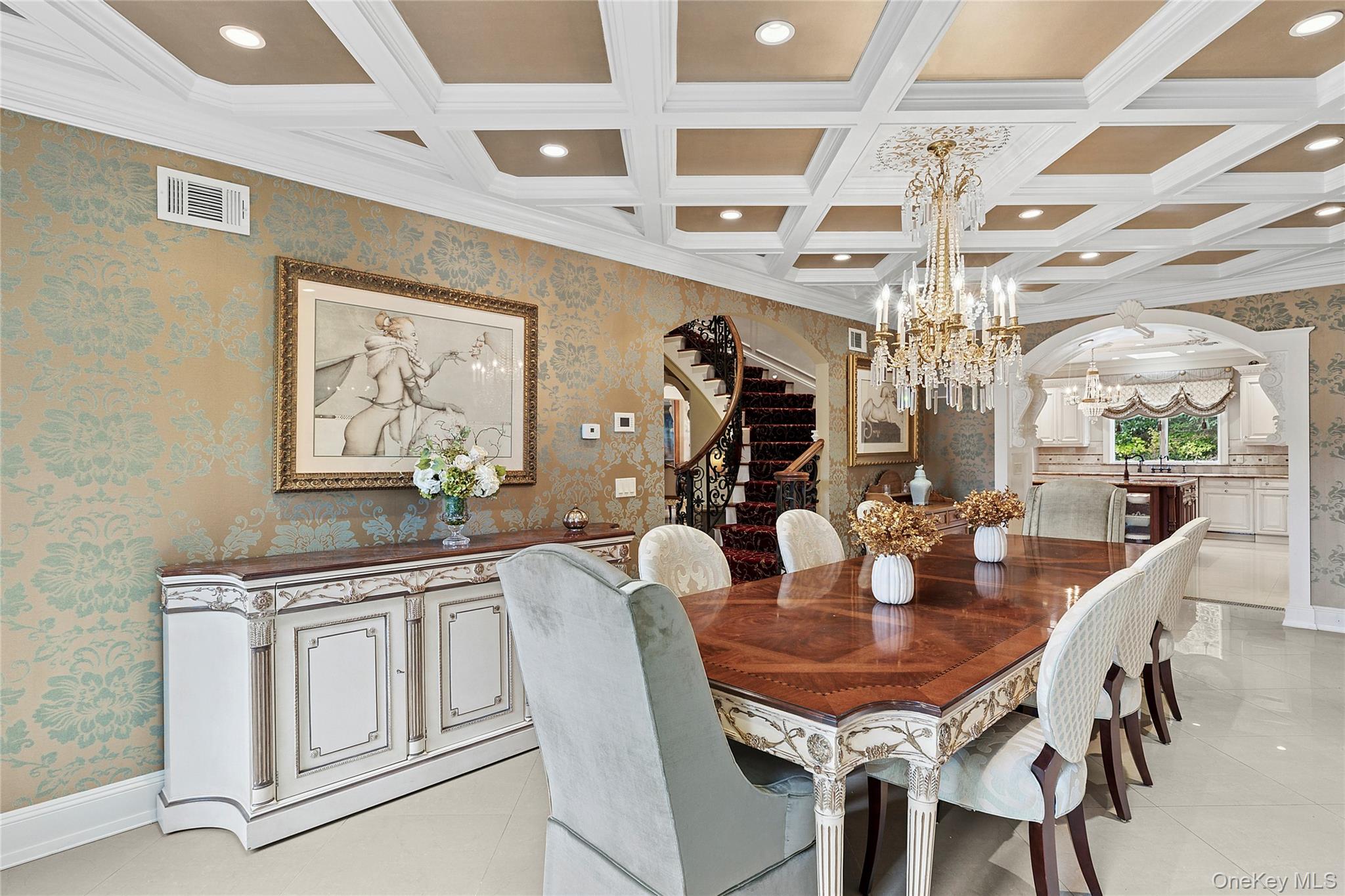 5 Schoolhouse Court Oyster Bay, NY 11771 - Photo 6 of 33 a view of a dining room with furniture and chandelier