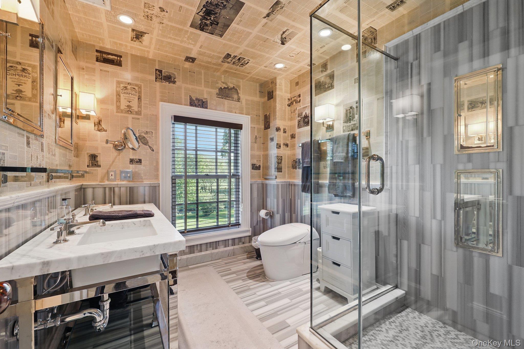 16 State School Road Warwick, NY 10990 - Photo 26 of 50 a spacious bathroom with a sink a toilet a glass door shower and a mirror