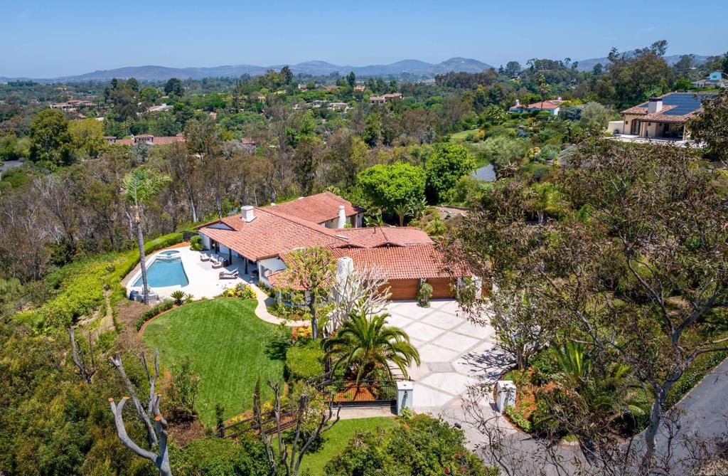 5002 El Acebo Rancho Santa Fe, CA 92067 - Photo 37 of 55 an aerial view of residential house with outdoor space and trees all around