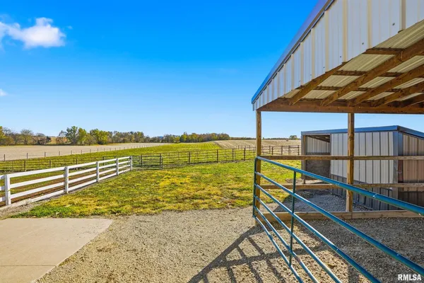 a view of a lake with a garden