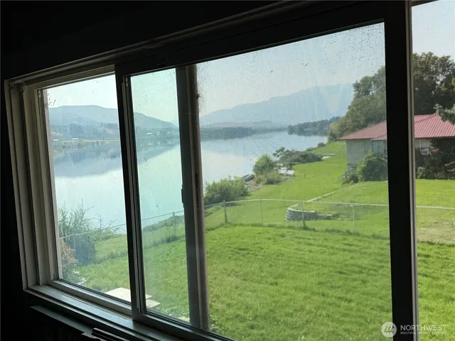 a view of a glass door