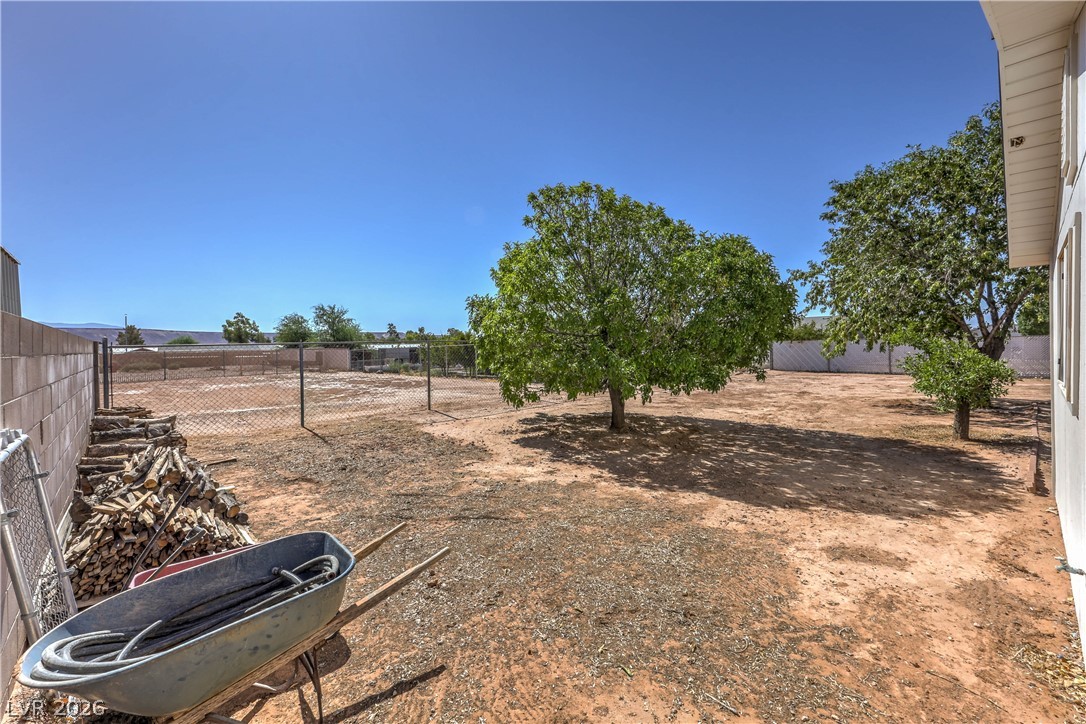 348 Tres Palomas Street Overton, NV 89040 - Photo 37 of 41 A spacious backyard offers ample open ground and a chain link fence for secure outdoor enjoyment.