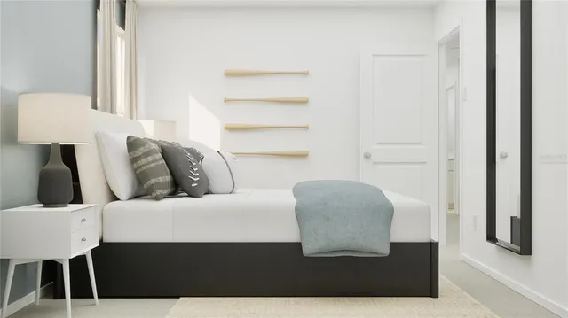 a living room with furniture a lamp and a window