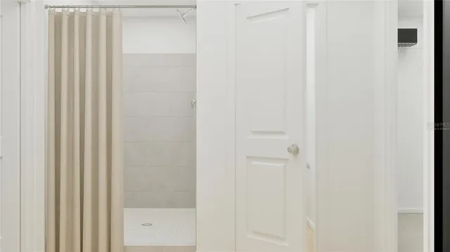 a bathroom with a shower