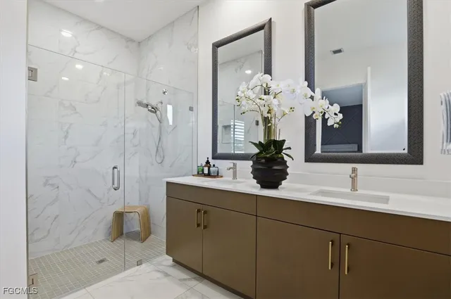 an aerial view of a house with a garden