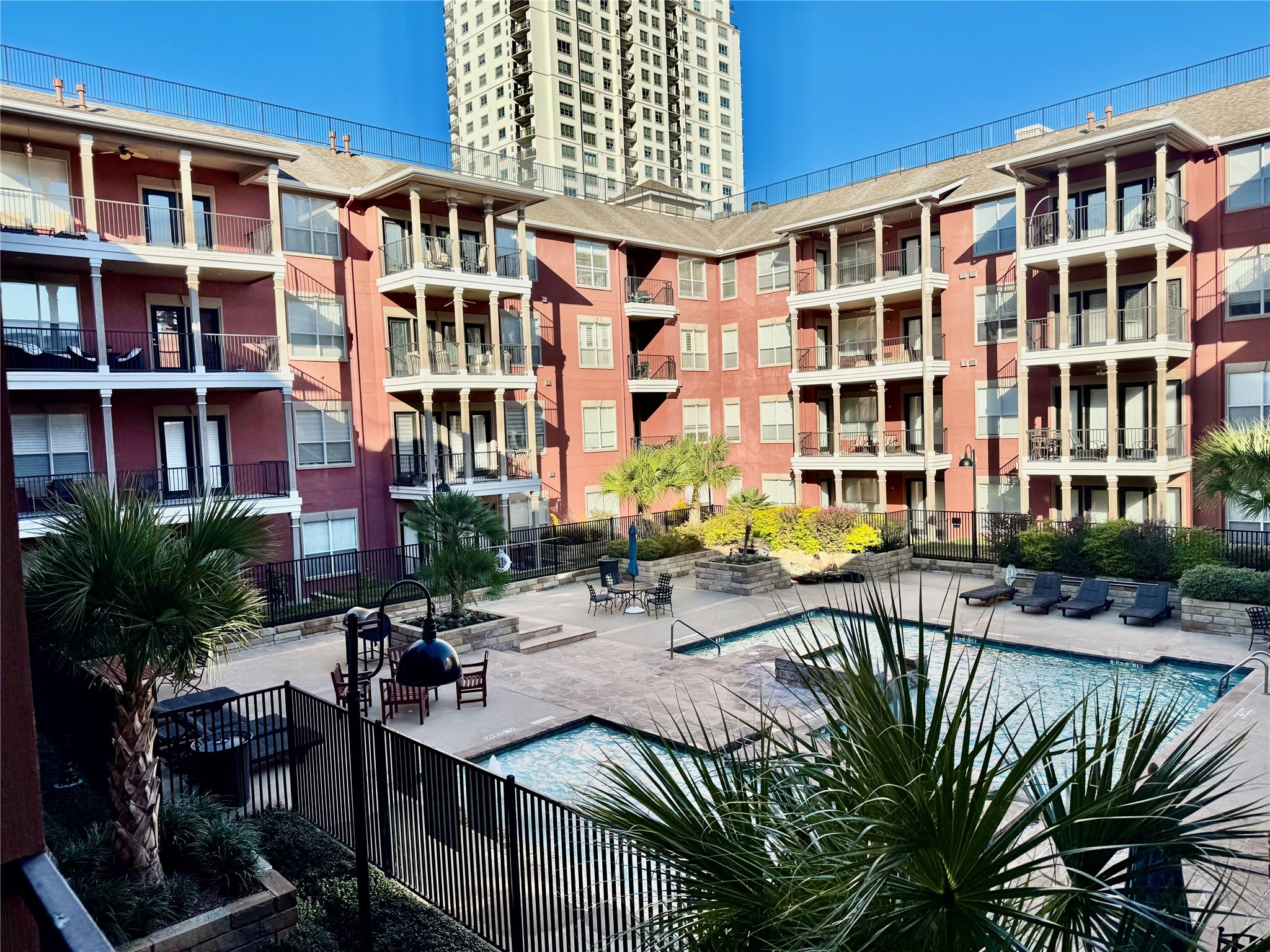 a view of balcony with patio