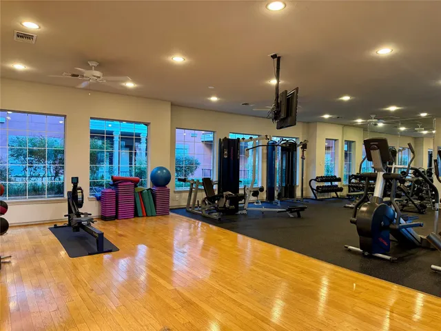 a view of a room with gym equipment