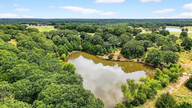 a view of a lake with a city