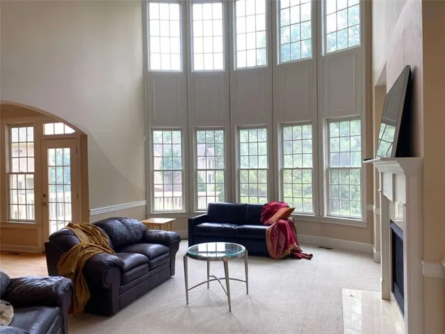 a living room with furniture