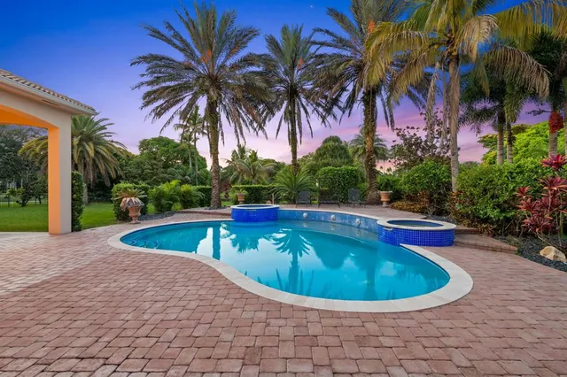 a view of outdoor space and swimming pool