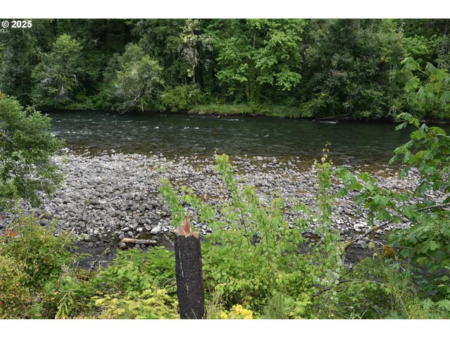 a view of a lake with a yard