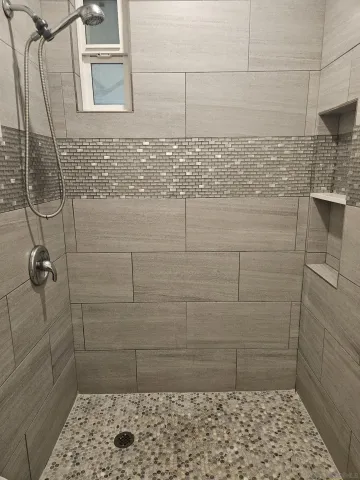 a bathroom with a shower