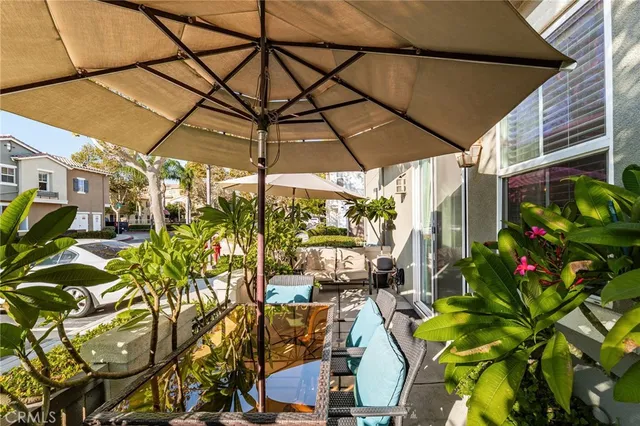 a view of street with sitting area