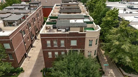 an aerial view of a large building
