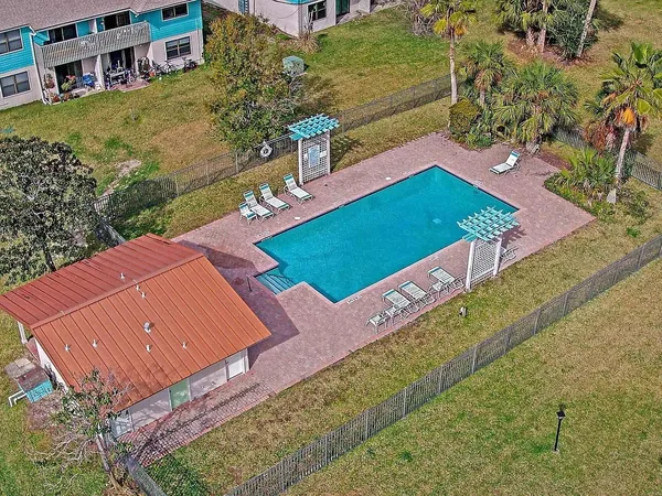 an aerial view of a house
