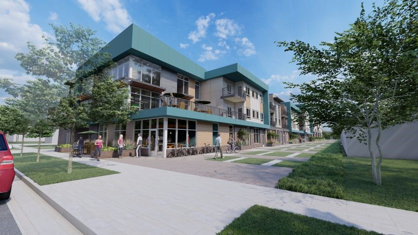 a front view of a house with a yard table and chairs