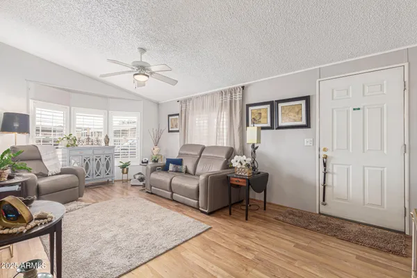 a living room with furniture