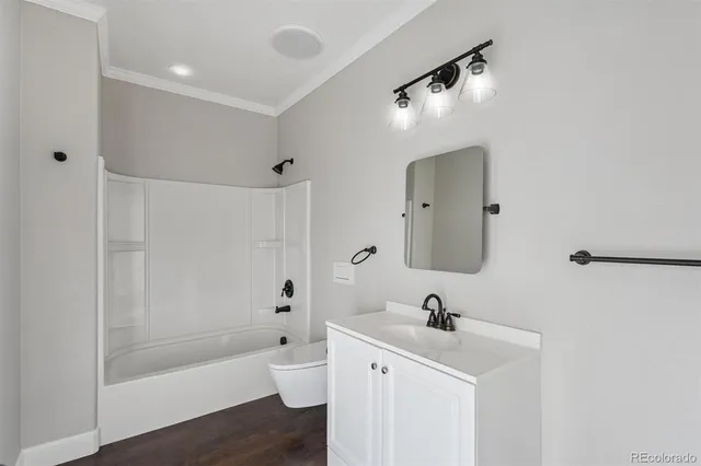 a bathroom with a bathtub a sink a toilet and a mirror