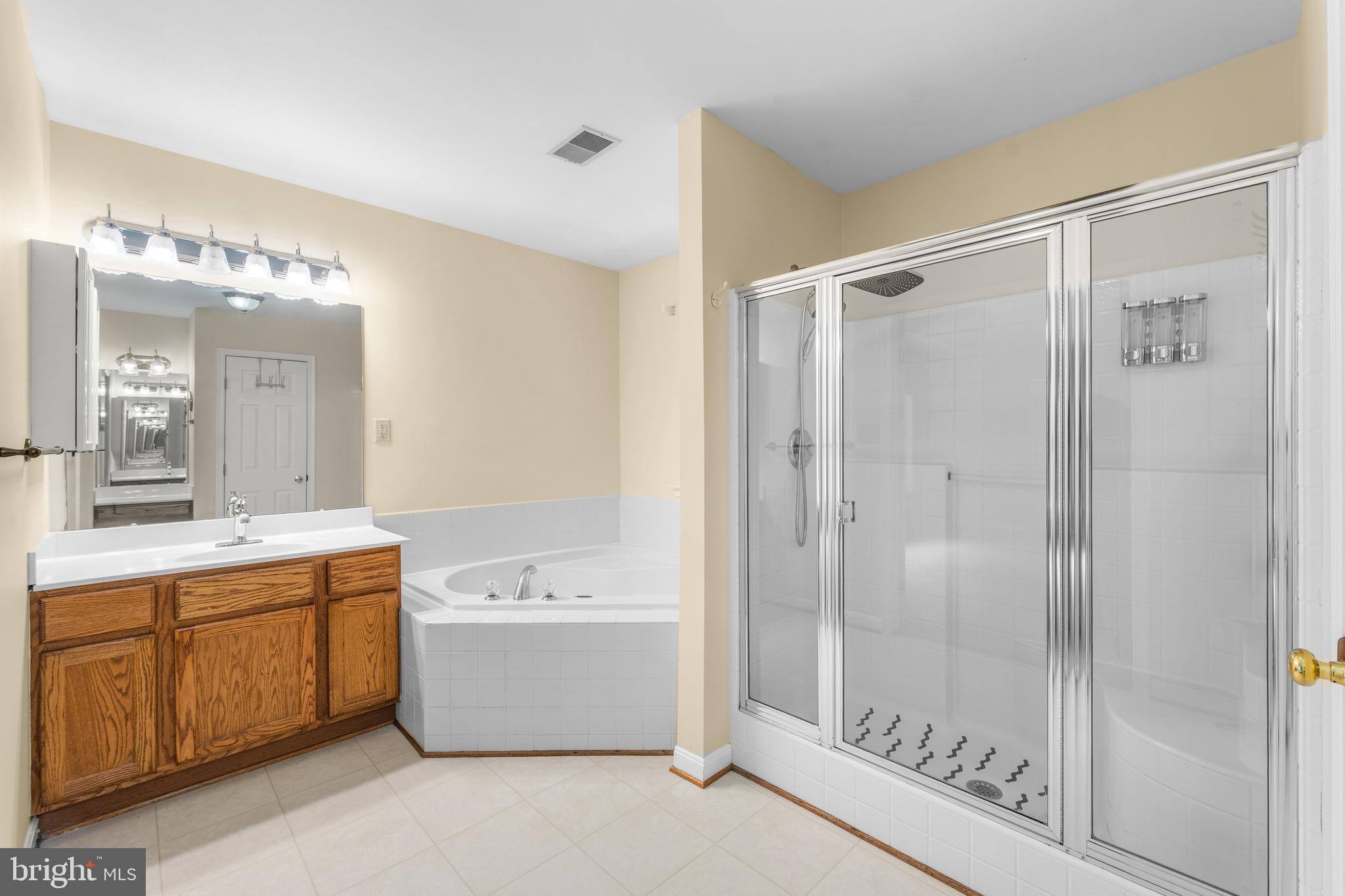 11709 Thrift Road Clinton, MD 20735 - Photo 40 of 71 a bathroom with a tub a sink shower and mirror