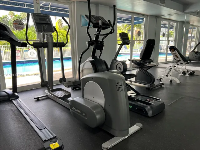 a view of a room with gym equipment