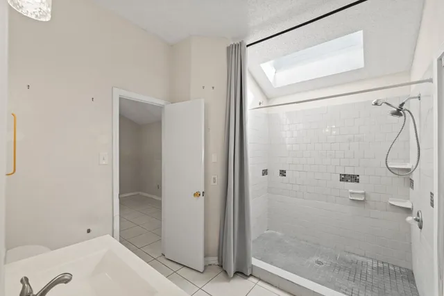 a bathroom with a shower
