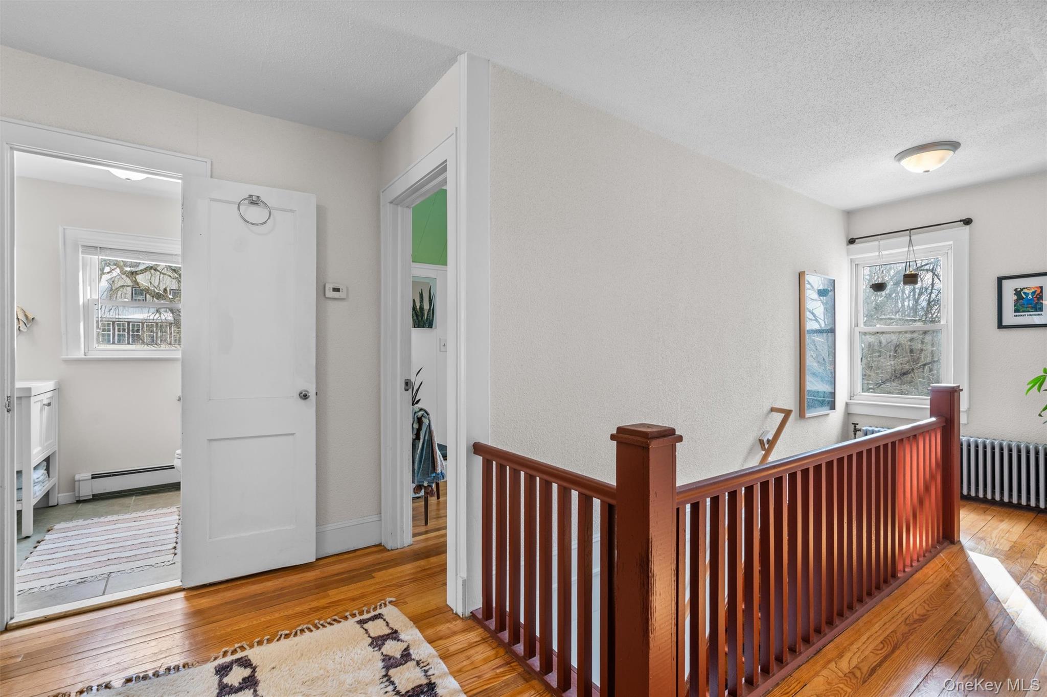 38 Post Hill Road Mountain Dale, NY 12763 - Photo 13 of 27 Hallway with baseboard heating, radiator, light hardwood / wood-style flooring, and a wealth of natural light