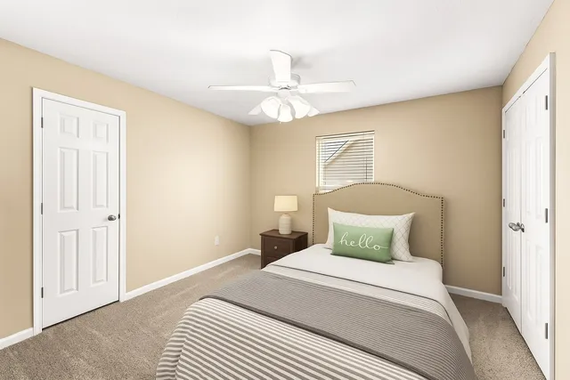 an empty room with windows