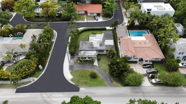 an aerial view of a house