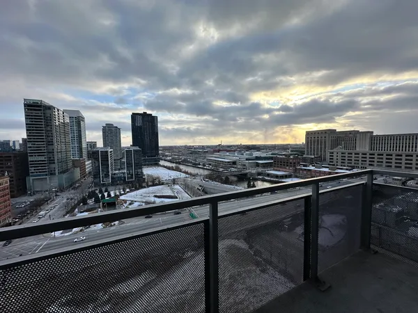 a view of a city view from a balcony