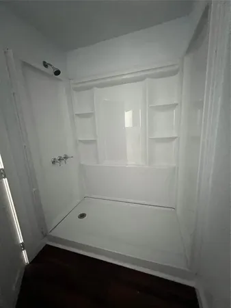 a bathroom with a bathtub