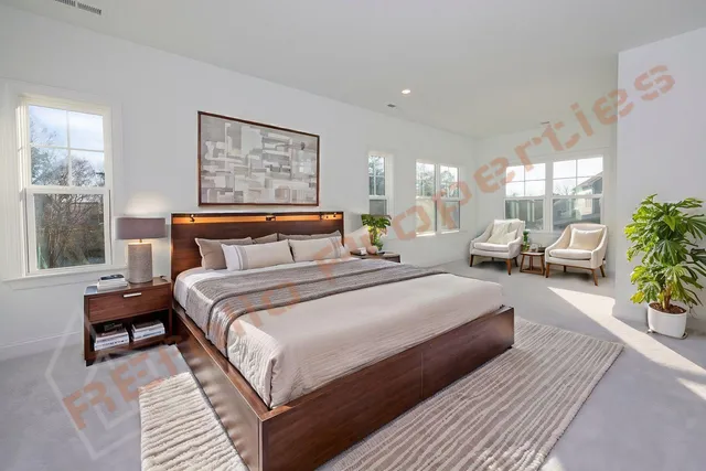 an empty room with windows