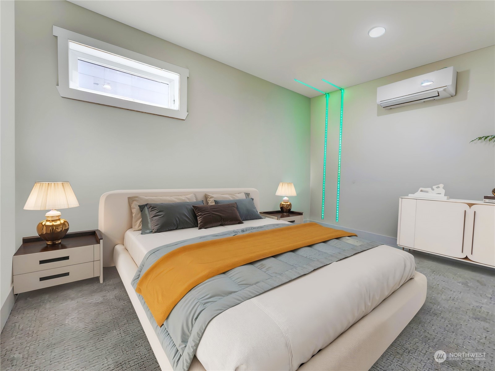 407 Southwest Thistle Street Seattle, WA 98106 - Photo 14 of 40 a bedroom with a bed and a chandelier