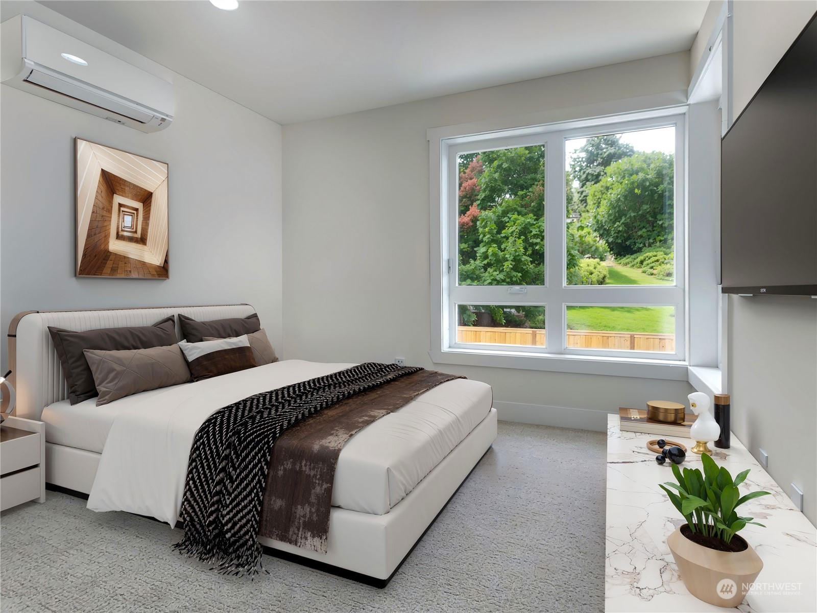 407 Southwest Thistle Street Seattle, WA 98106 - Photo 19 of 40 a bedroom with a bed and a large window