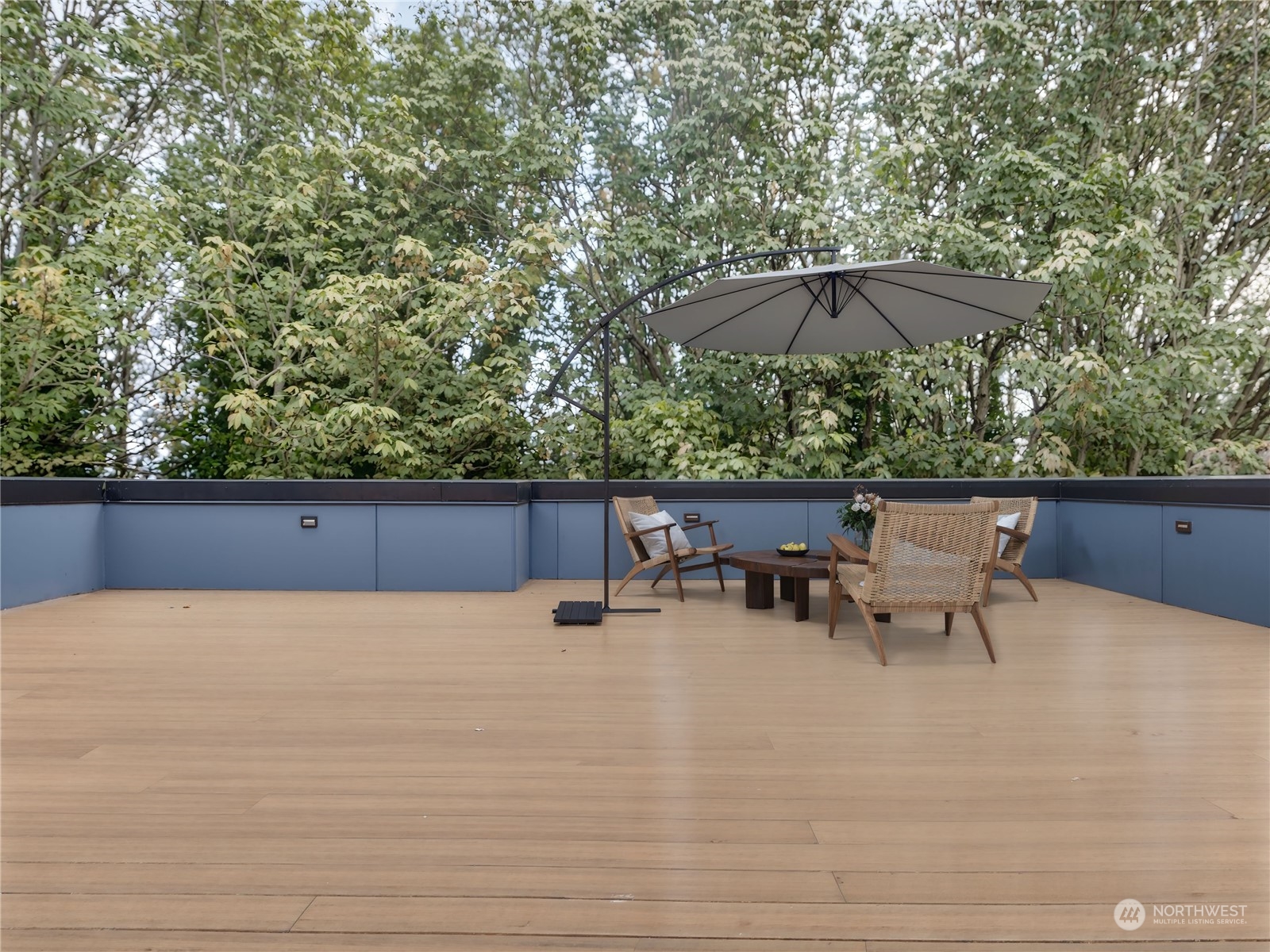 407 Southwest Thistle Street Seattle, WA 98106 - Photo 35 of 40 a view of backyard with outdoor seating and trees