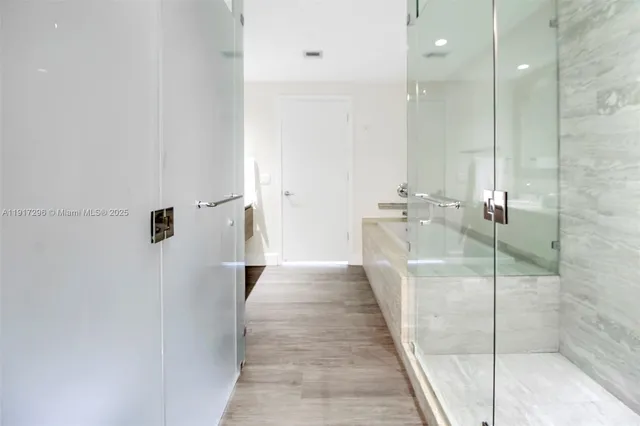 a bathroom with a shower