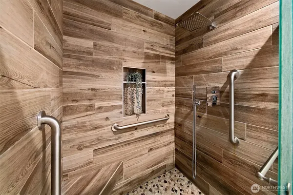 a bathroom with a shower