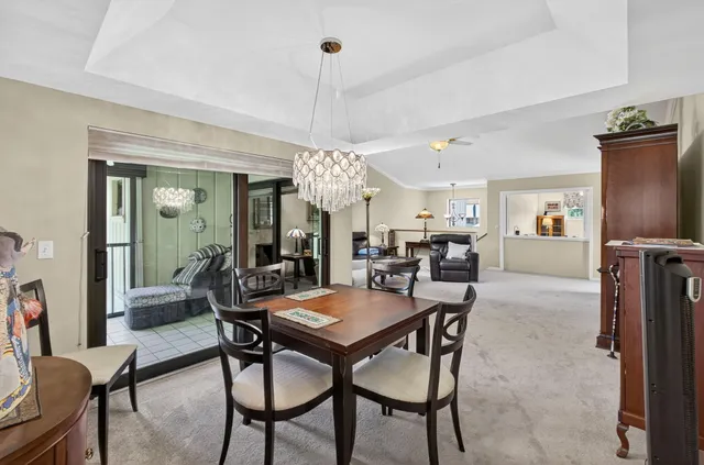 a view of a dining room and livingroom view