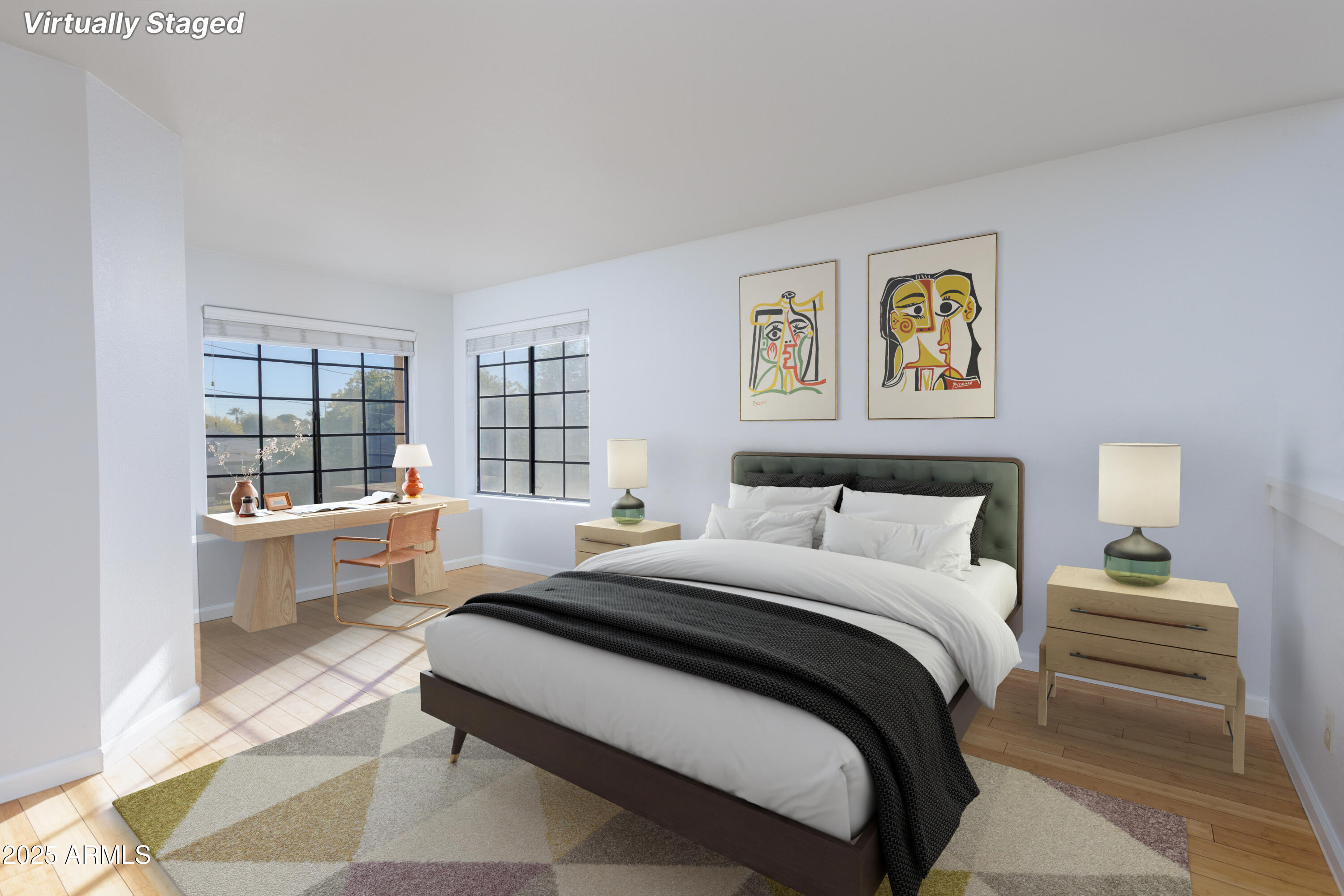 1025 East Highland Avenue, Unit 30 Phoenix, AZ 85014 - Photo 4 of 20 a spacious bedroom with a bed a couch and a window